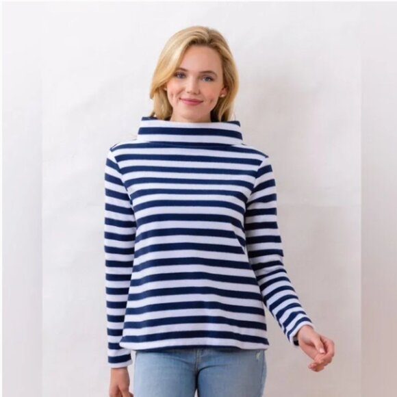 🌊 Dudley Stephens Cobble Hill Vello Fleece – Navy/White Stripe, Size XL - Picture 1 of 5
